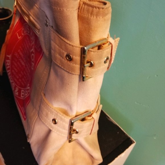 LOUIS VUITTON TRUNKS & BAGS VINTAGE RED\BEIGE TOTE - Picture 2 of 3